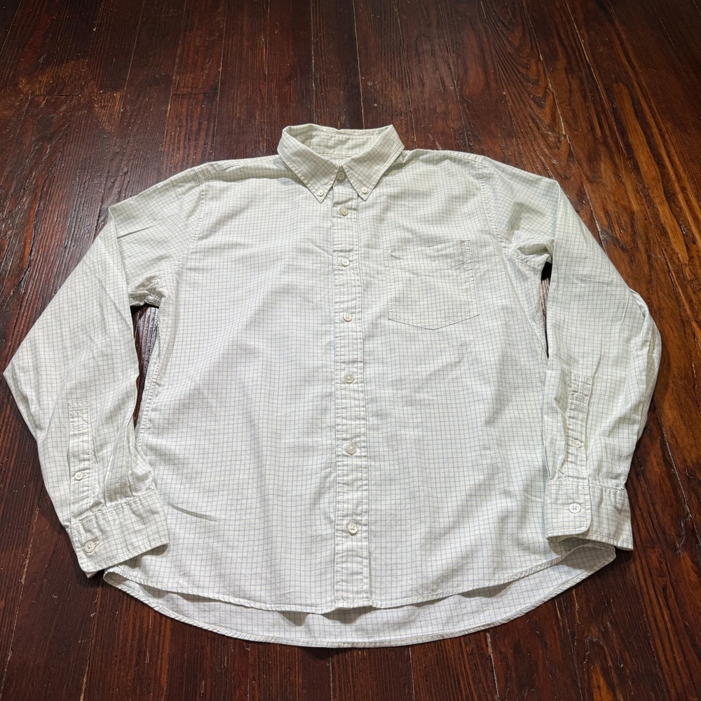 Jack Spade Bleecker Street Shirt Mens XL Off White Plaid Dress Button Down